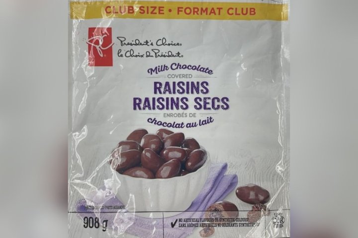 President’s Choice chocolate-covered raisins recalled for ‘undeclared’ nuts