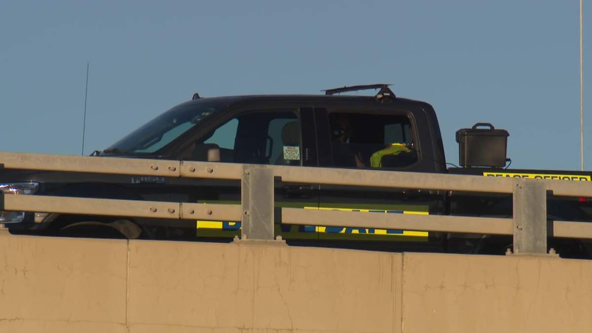 A City of Edmonton photo radar truck conducting Anthony Henday Drive traffic enforcement on the Yellowhead Trail overpass in northwest Edmonton on Thursday, November 23, 2023.