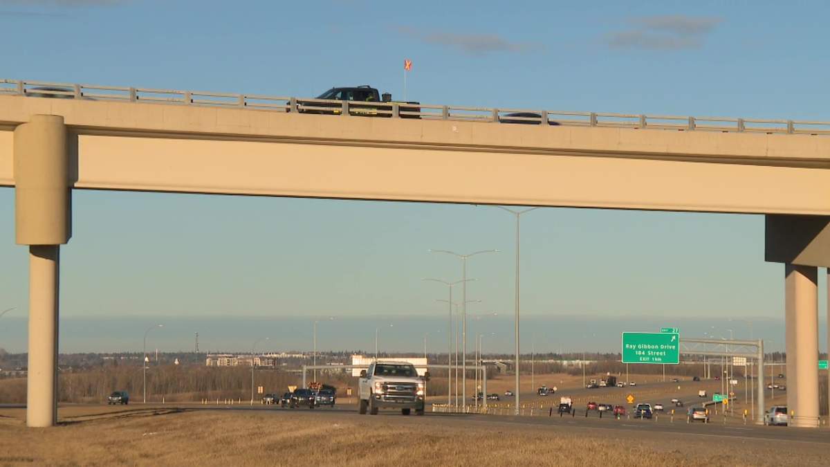 A City of Edmonton photo radar truck conducting Anthony Henday Drive traffic enforcement on the Yellowhead Trail overpass in northwest Edmonton on Thursday, November 23, 2023.