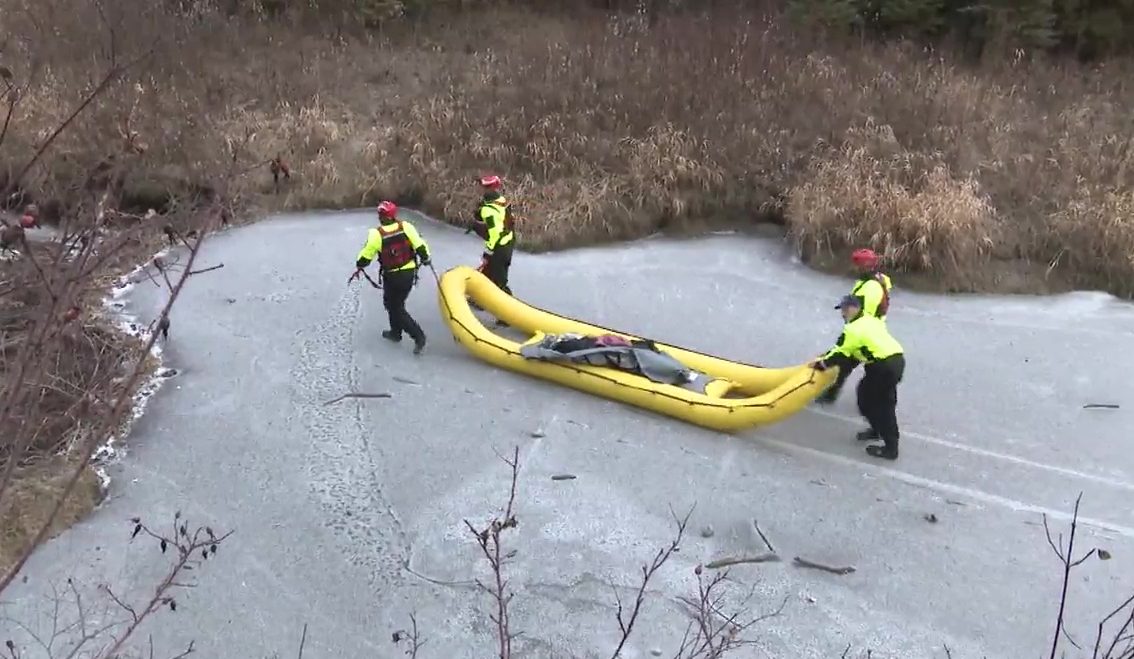 A man was rescued from the Whitemud Creek in southwest Edmonton on Friday, November 24, 2023.