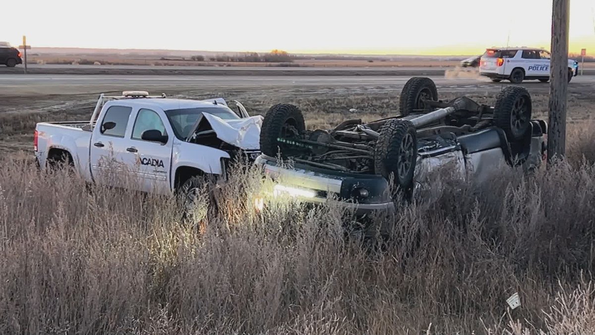 Two trucks crashed Tuesday morning on Highway 11 between Warman and Saskatoon. The two drivers were brought to the hospital with serious injuries.