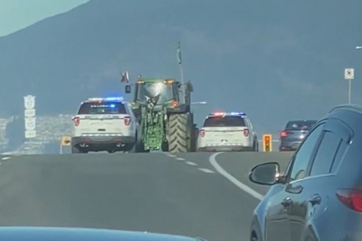 Caught on video: Tractor flips during police chase in Surrey