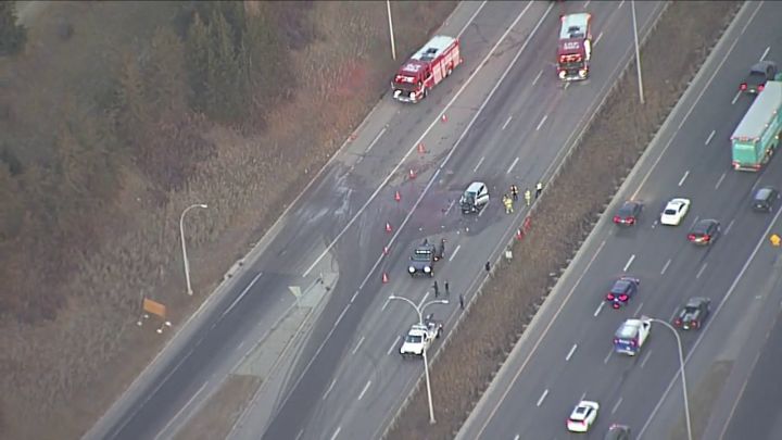 Shortly after 7:30 a.m., on Thursday a Global Edmonton news crew spotted the aftermath of a crash on Whitemud Drive near 53 Avenue.