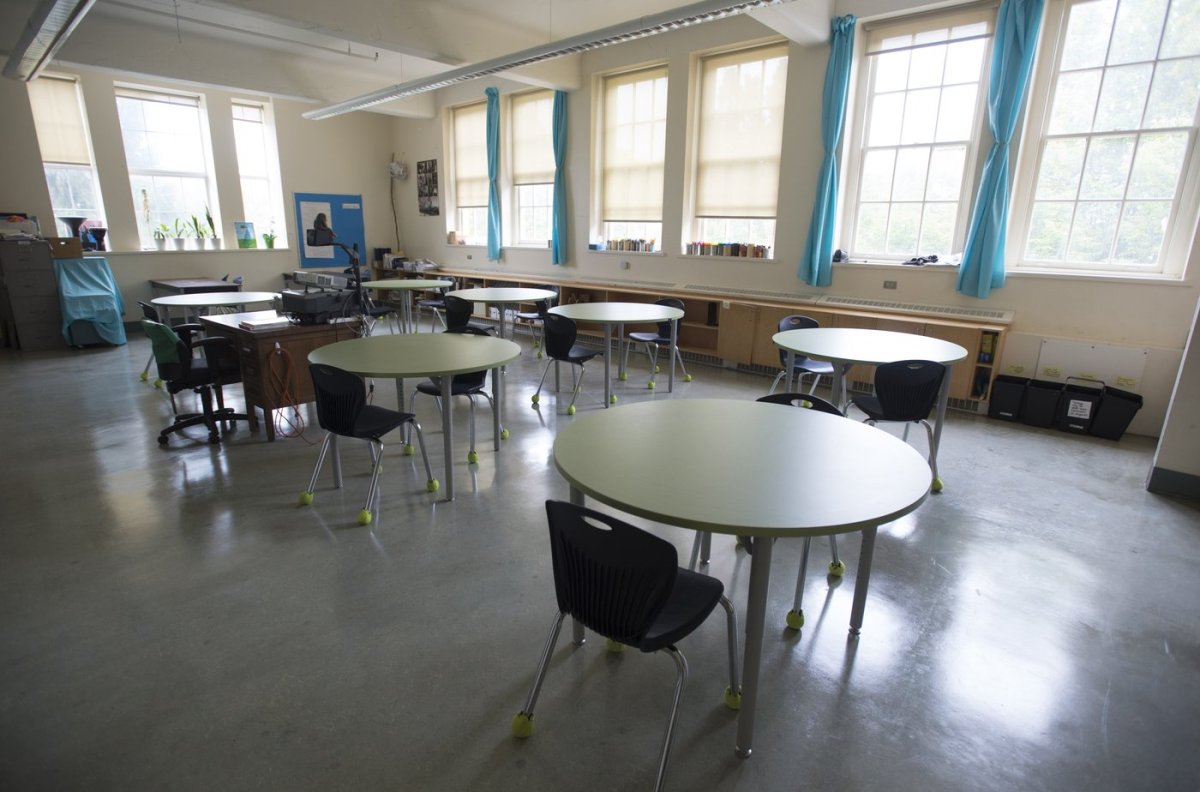 Ontario's top court has upheld the validity of a mandatory math test for new teachers. A classroom is seen during a media tour of an elementary school in Vancouver on Sept. 2, 2020.