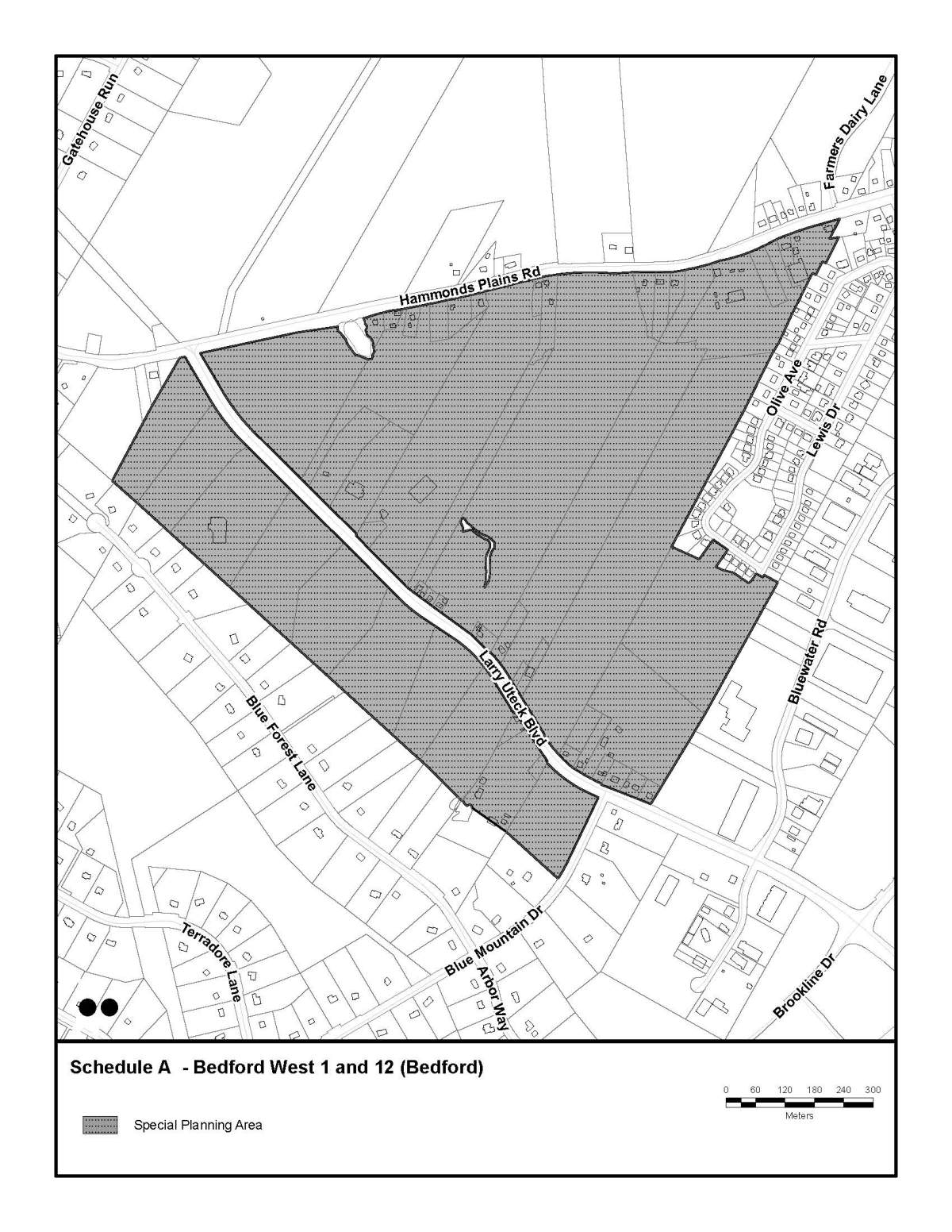 A map of the Bedford West 1 and 12 sub-areas.