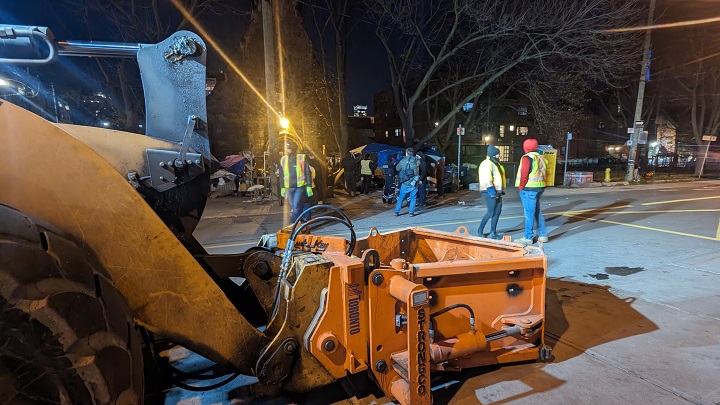 The city says shelter spaces have been offered to all of the people encamped at the site and they will receive information about next steps later today.