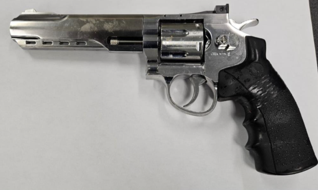 A firearm seized following an incident at a residence in Lindsay, Ont.