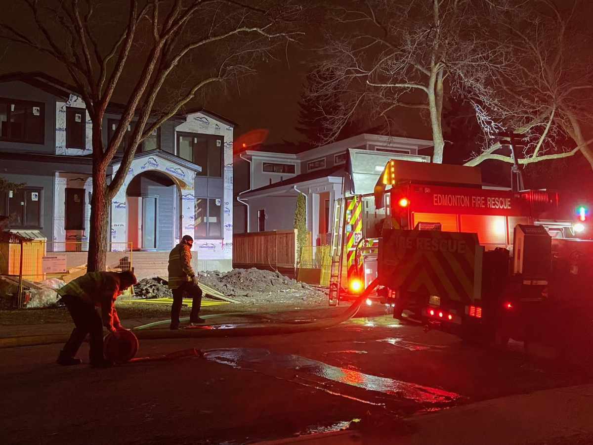 EFRS battle a garage fire at a home under construction.