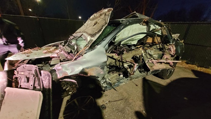 OPP shared this image of the severely damaged vehicle.