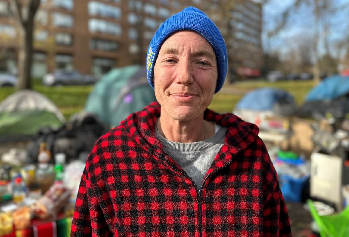 Kathryn Jones Cleroux has been living in a tent in Victoria Park since July.