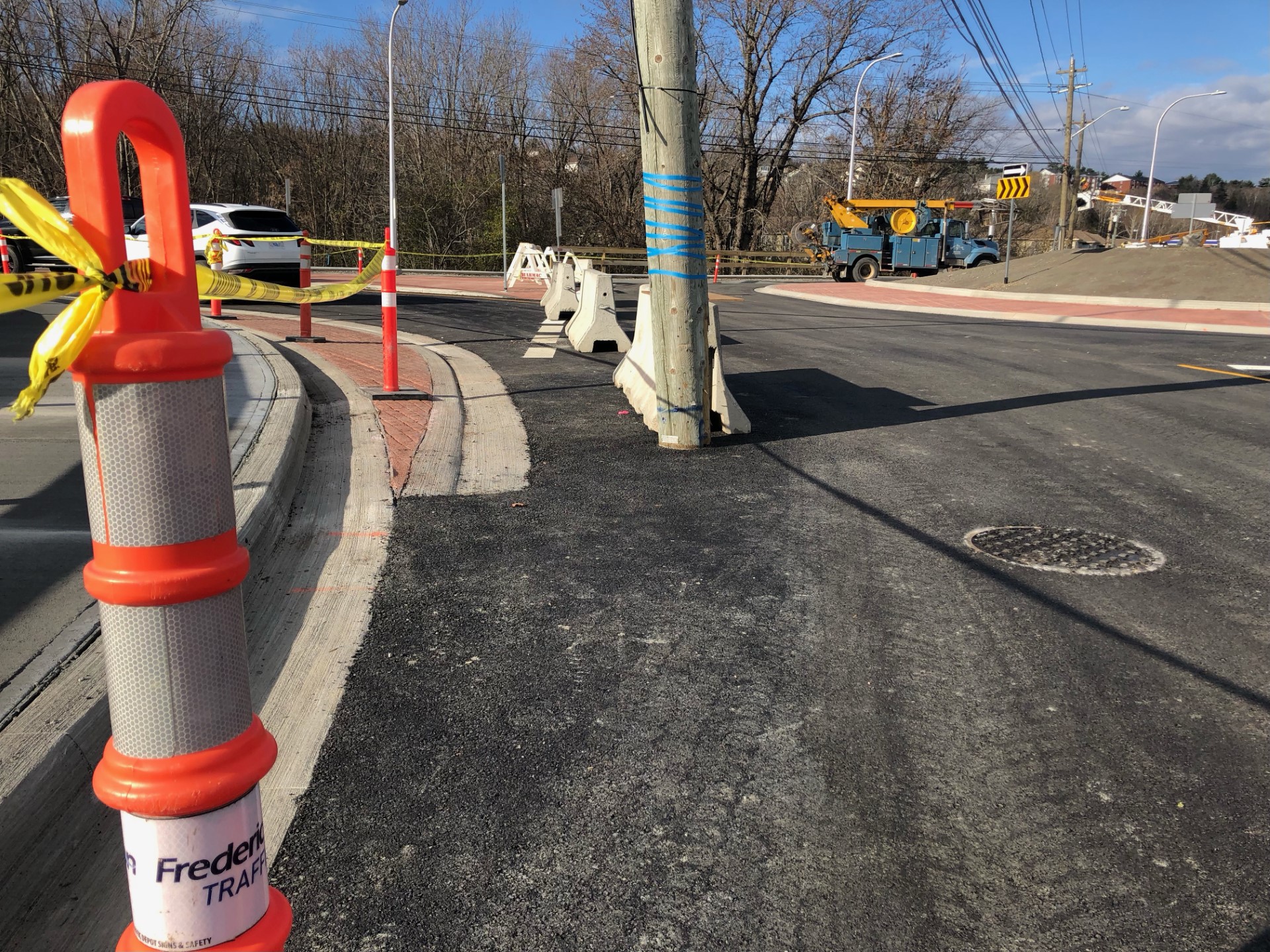 The story of a new N.B. roundabout and a stray utility pole that got in the way