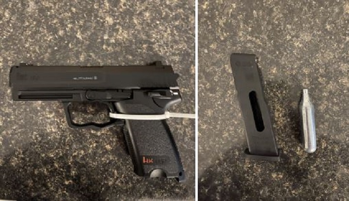 Police say they seized this replica gun from a man dressed as Santa in Victoria Wednesday morning. 