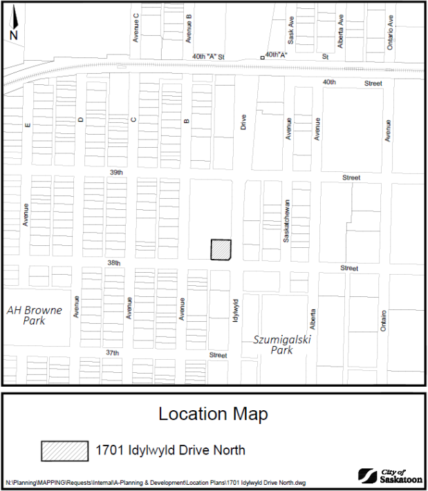 The location for the proposed emergency residential shelter in Saskatoon.