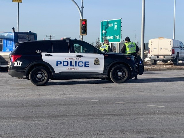 An Edmonton bus collided with a dump truck on Dec. 12, 2023, at 170 Street and Yellowhead Trail.