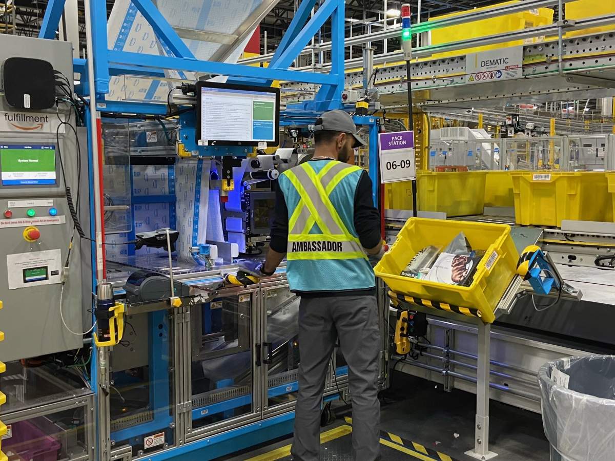 Amazon YEG2 fulfilment centre in Acheson, Alta., on Dec. 19, 2023.