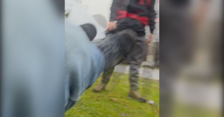 Предполагаемо нападение на расова основа, уловено на видео в Съри, Британска Колумбия на Коледа