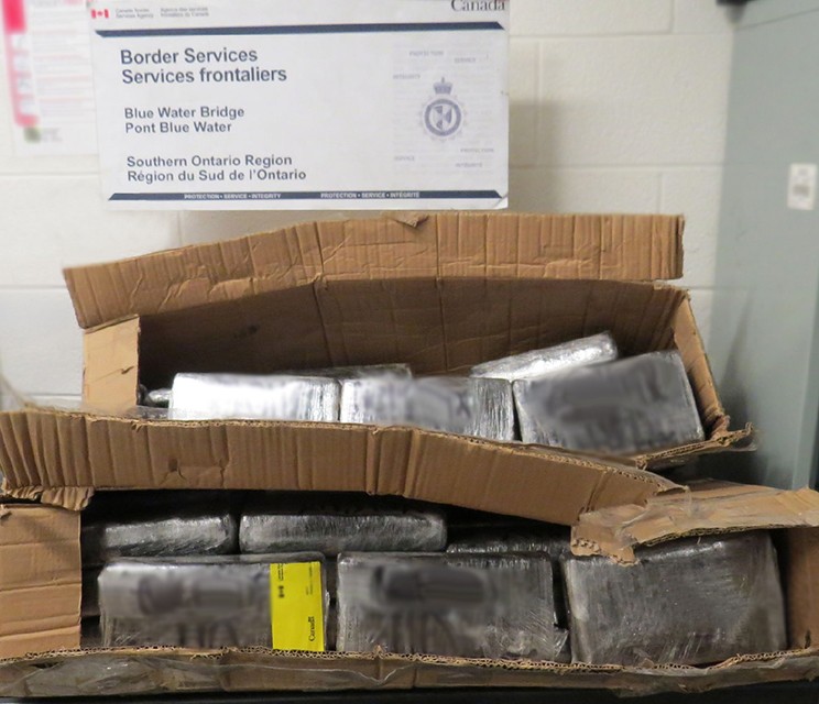 Suspected cocaine seized at the Blue Water Bridge on December 4, 2023.