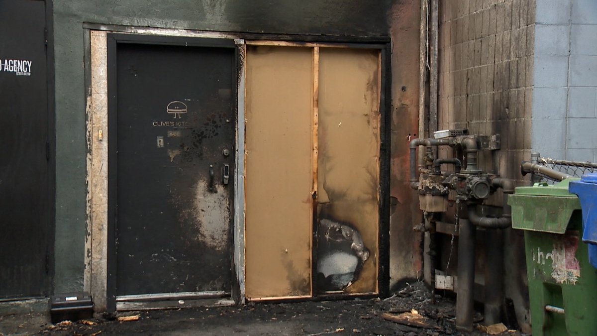 Damage near the alleyway doors of a 
restaurant in the 700 block of 17th Avenue Southwest after a Dec. 17 fire.