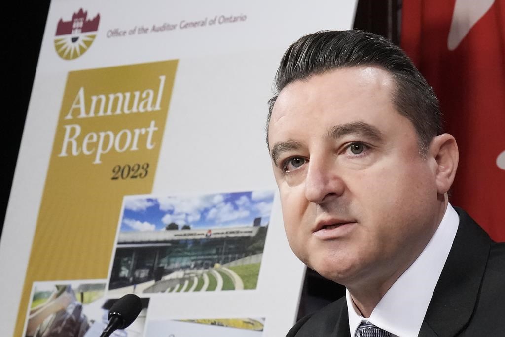 Nick Stavropoulos, Ontario's acting auditor general, releases his 2023 annual report at Queen's Park in Toronto on Wednesday, Dec. 6, 2023. Ontario's auditor general has found that at least 99 hospital patients have been placed into long-term care homes without their consent.