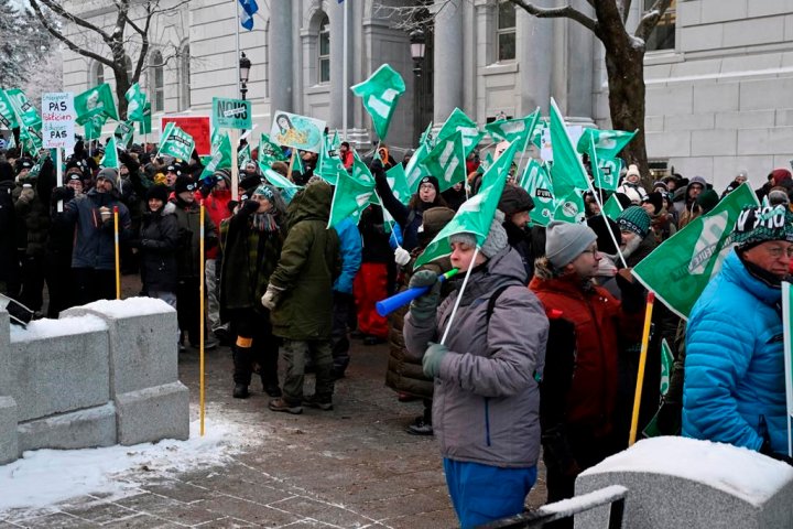 Quebec labour conflict in ‘crucial moment’ as 420,000 public sector workers walk off the job