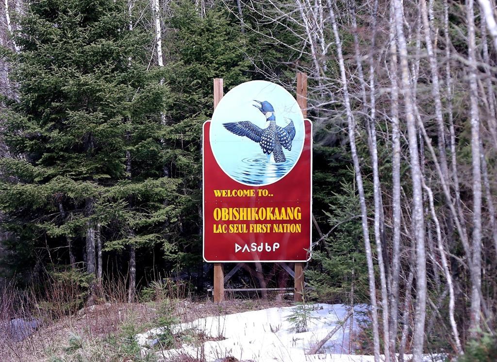 A study has found air inside homes on four remote First Nations in northwestern Ontario contained carbon dioxide, fine particles, mould and other substances that increase the risk of respiratory infections. A welcome sign for the Lac Seul First Nation west of Sioux Lookout, Ont., on April 24, 2018. THE CANADIAN PRESS/Colin Perkel.