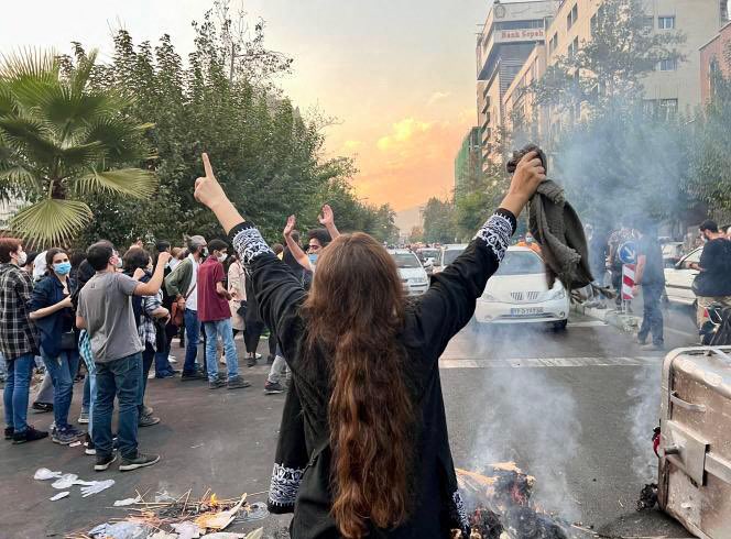 Iranians clash with police during protest for Mahsa Amini, Sept. 22, 2022. Photo by SalamPix/ABACAPRESS.COM