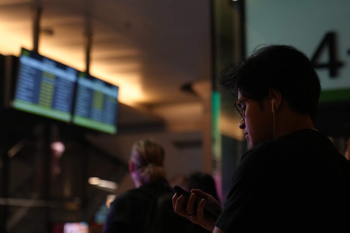 Commuters wait for updates on train availabilities at Toronto's Union Station on Tuesday  October  3, 2023. 