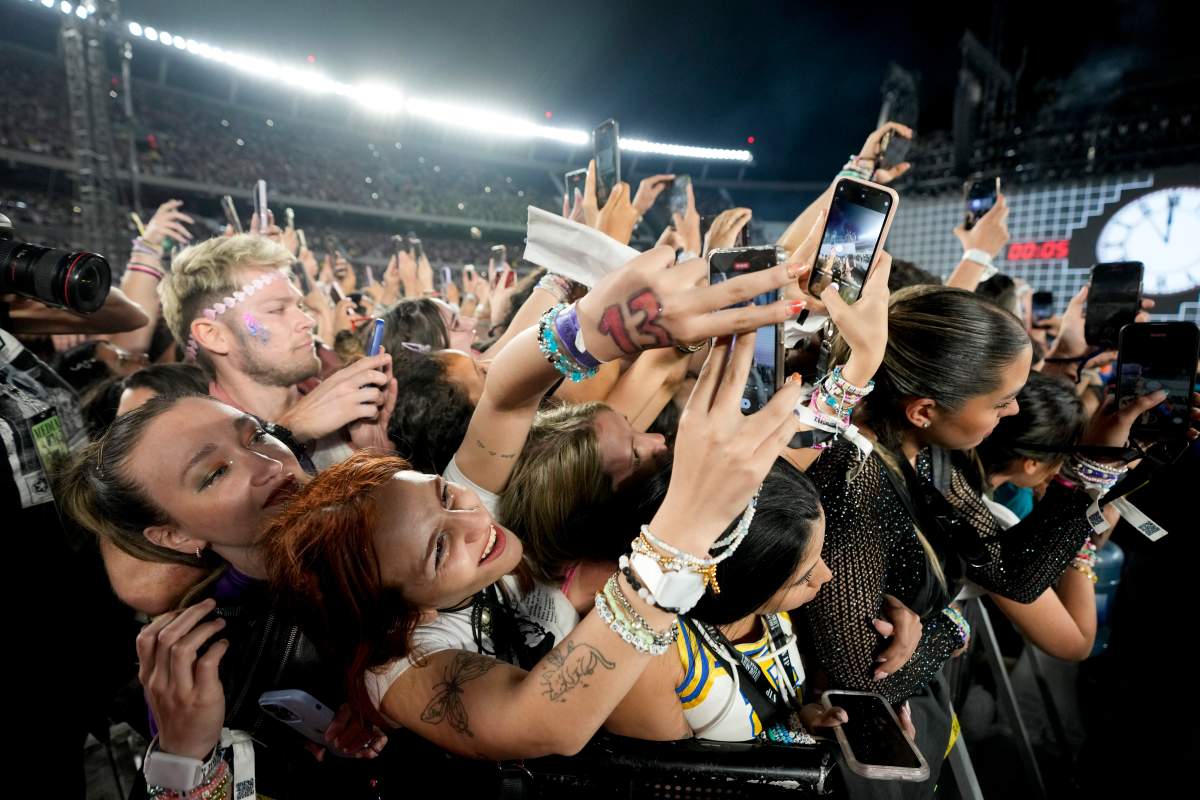 Fans attend the Taylor Swift: The Eras Tour concert, in Buenos Aires, Argentina, Thursday, Nov. 9, 2023. (AP Photo/Natacha Pisarenko)