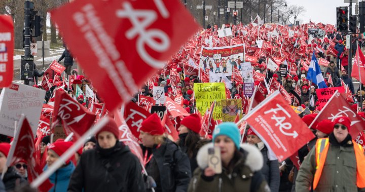 魁北克推迟一月份学校考试，教师罢工持续进行