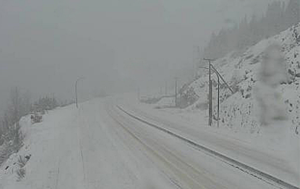 Weather and road conditions at the summit of the Coquihalla Highway on Saturday morning.