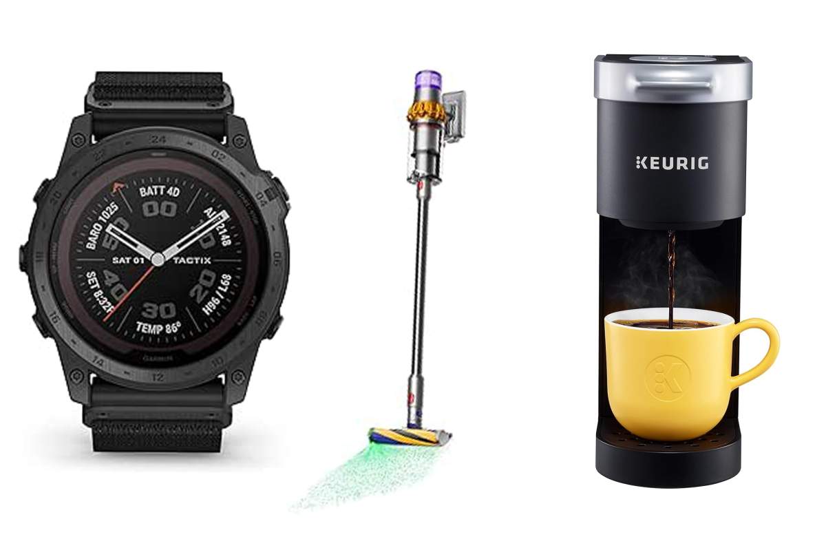 garmin watch, dyson vacuum and mini single keurig