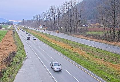 Traffic conditions along the Trans-Canada Highway on Thursday afternoon via a new webcam along the Vedder Canal Bridge in the Fraser Valley.