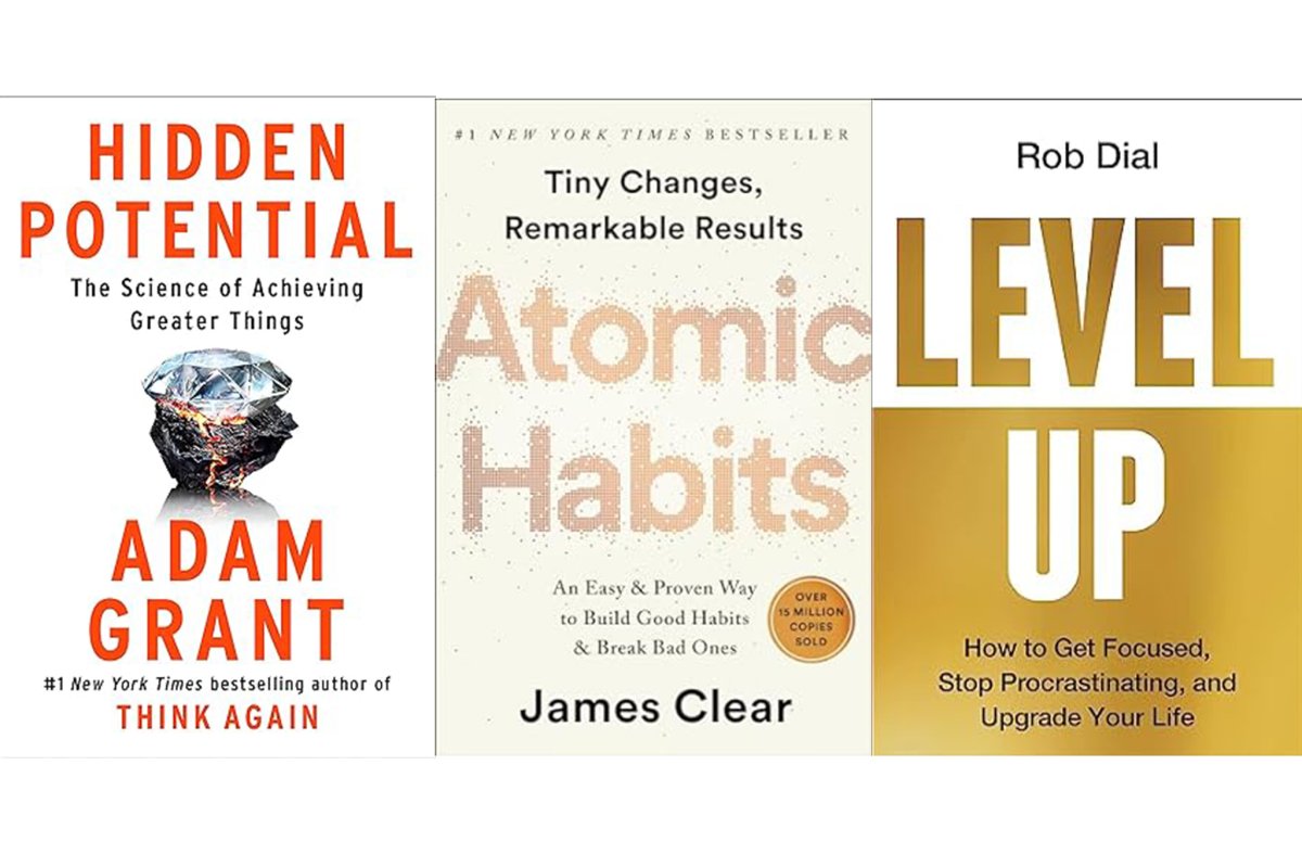 three books - hidden potential, atomic habbits and level up