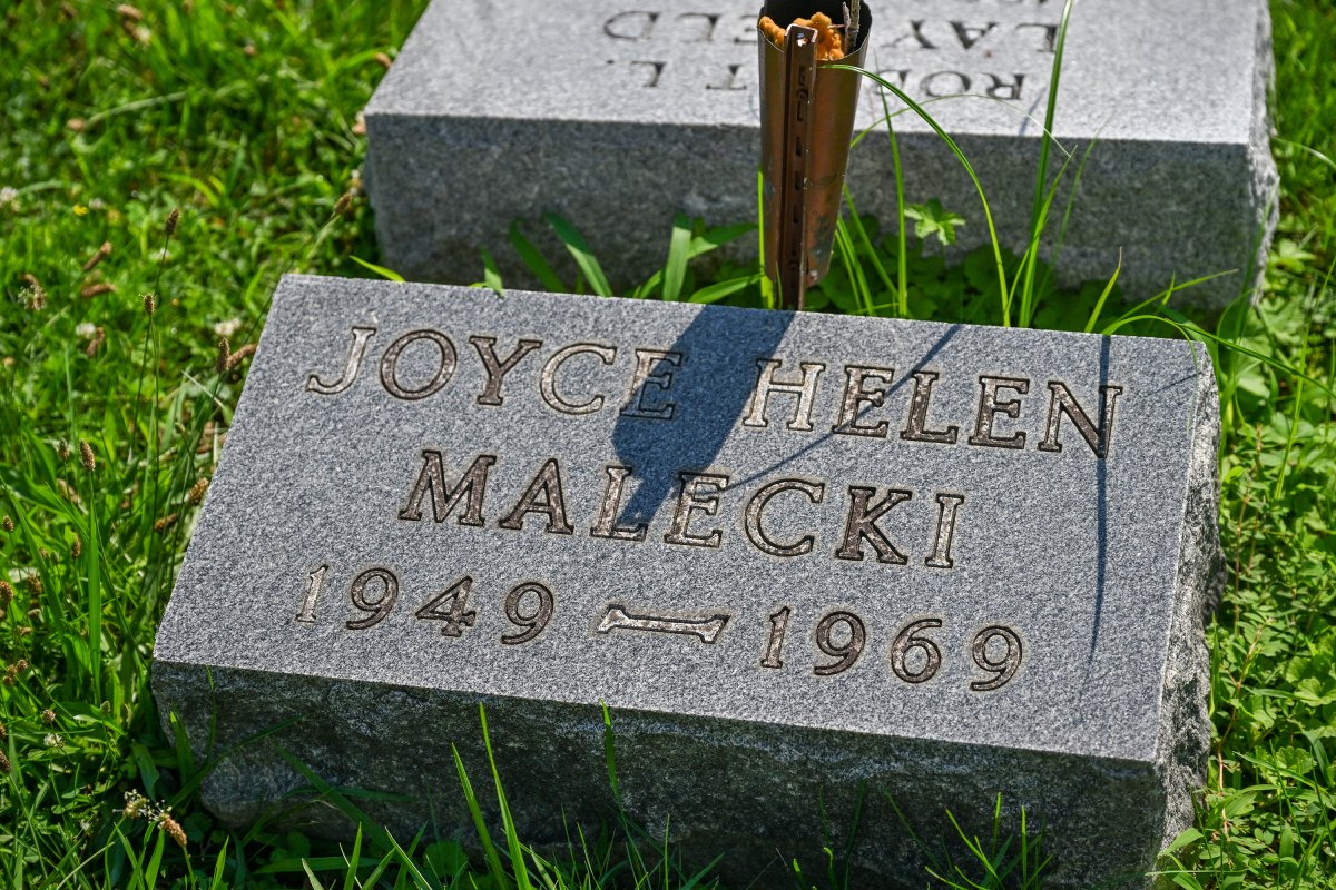 The gravesite of Joyce Malecki is seen in Loudon Park Cemetery. The FBI is planning to exhume the body of Malecki, a sudden development in the decades-old cold case detailed in the Netflix series "The Keepers."