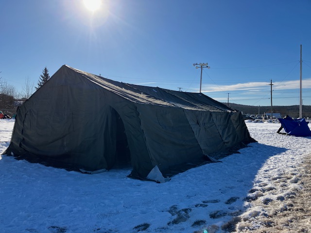 A recently purchased, $6,000 military tent is stationed at the Cobequid Ballfield in Lower Sackville.