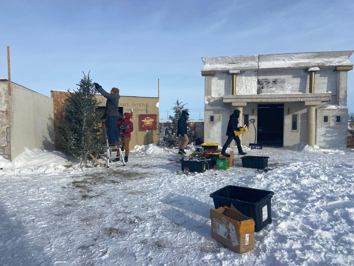One of the many buildings constructed by volunteers at St. James Parish in Okotoks creating a "Living Nativity in the village of Bethlehem."