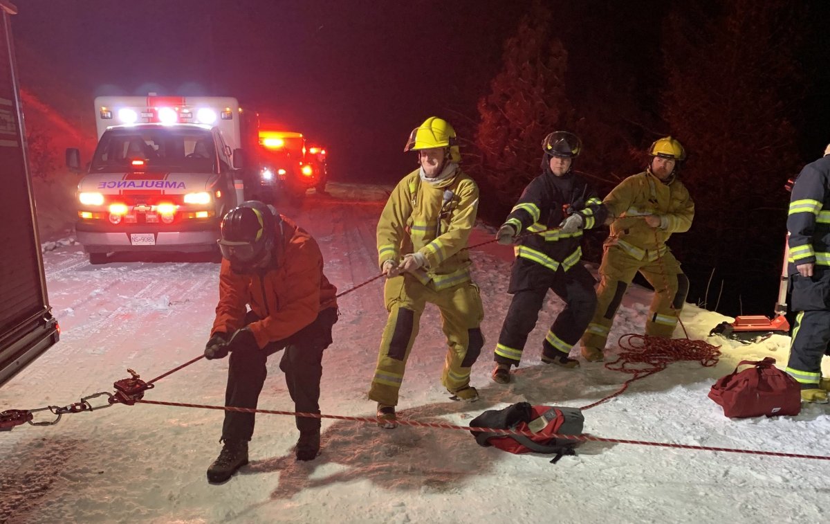 Crews from West Kelowna and Wilson's Landing rescued one man who had driven over an embankment up Bear Lake Main Forest Service Road on Saturday night.