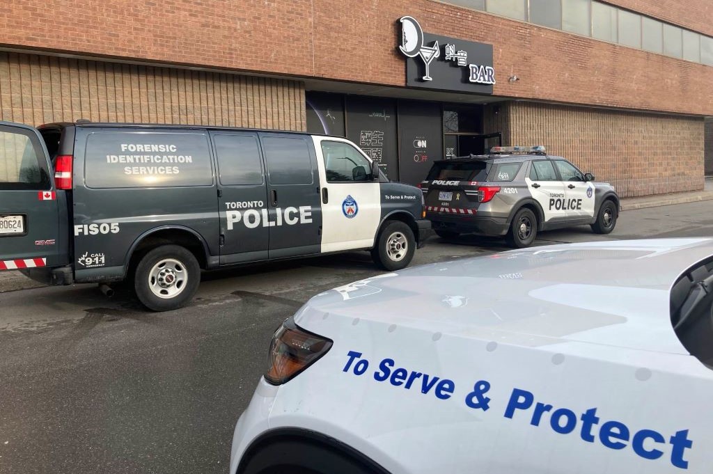 Police are investigating after a man was stabbed during a large bar fight in Toronto on Dec. 10, 2023.