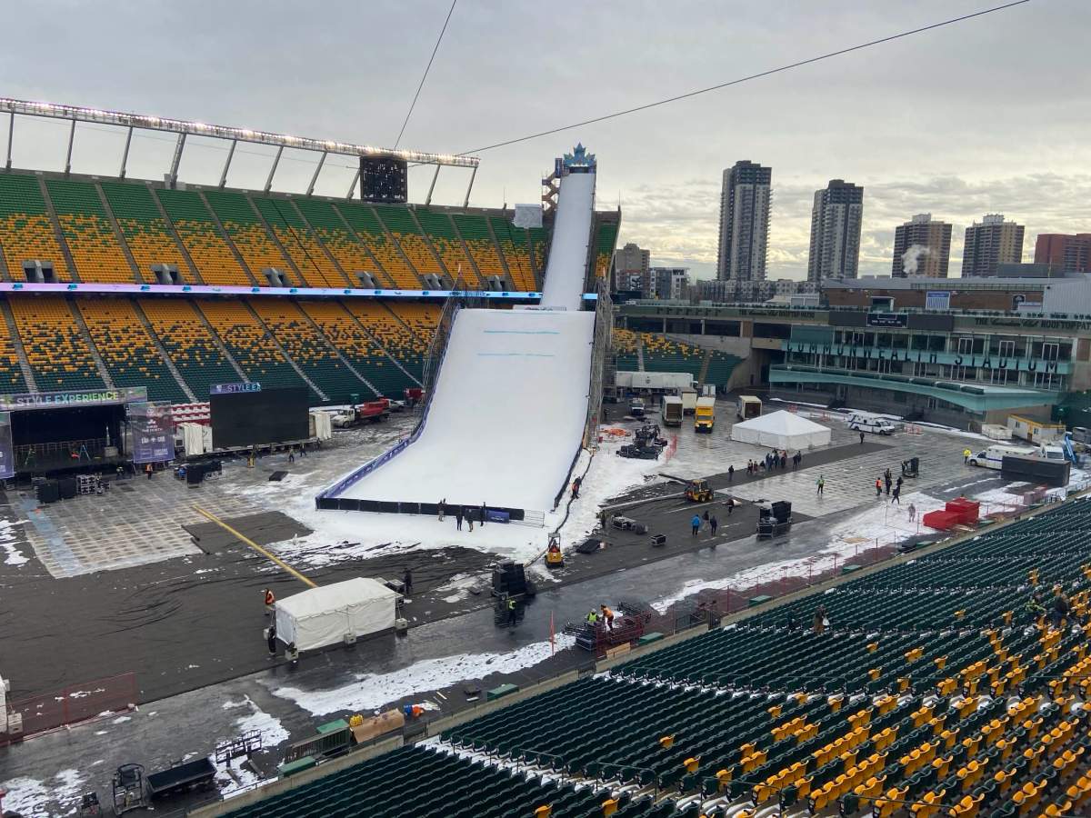 Style Experience FIS Snowboard Big Air World Cup presented by Toyota at Commonwealth Stadium in Edmonton, Dec. 6, 2023.