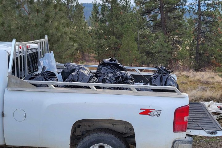 Okanagan Forest Task Force pulls 800 pounds of garbage from backcountry road