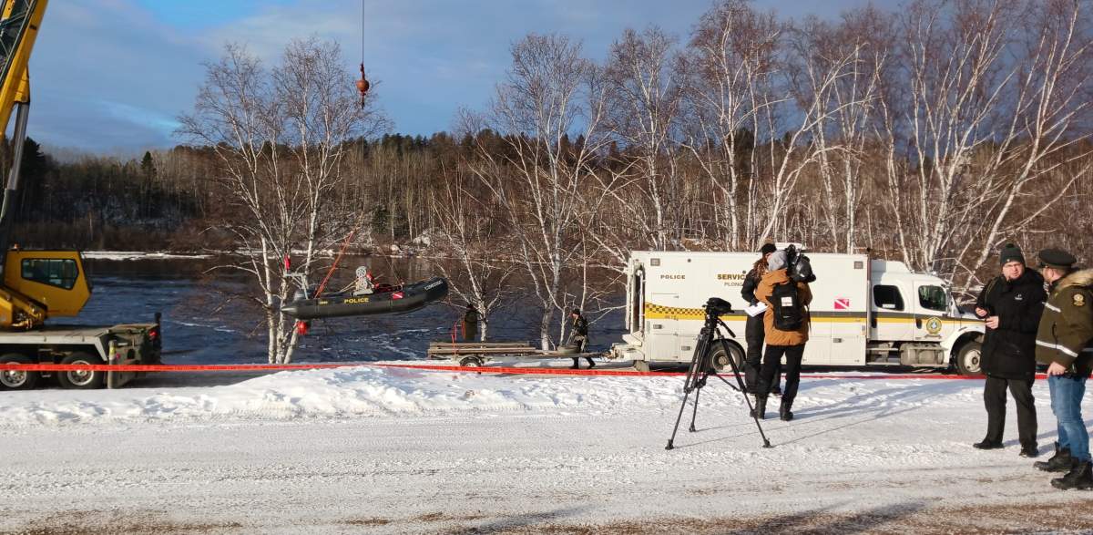 SQ spokesperson Sgt. Hugues Beaulieu said officers would continue to survey the riverbanks while a nautical team monitored the river downstream. Tuesday, Dec. 26, 2023.
