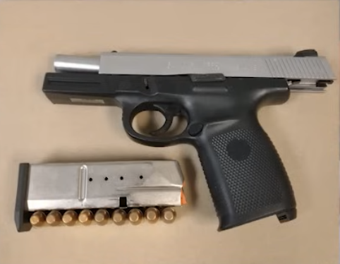 Photo of the semi-automatic handgun used to kill Abrielle Baldwin, 23.