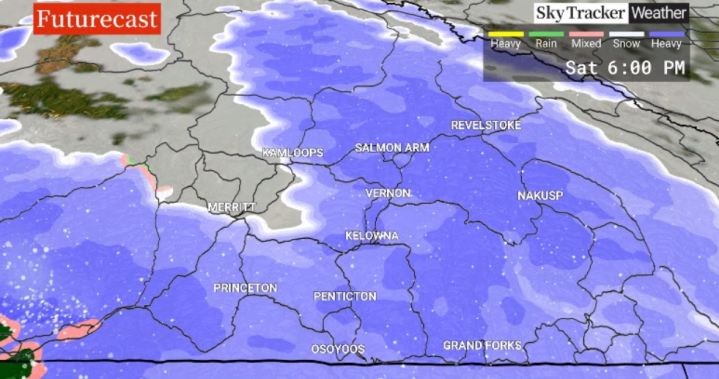 Времето в Оканаган: Прогноза за сняг през уикенда