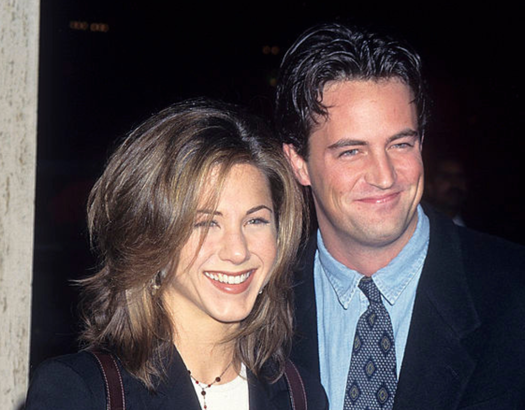 Jennifer Aniston and actor Matthew Perry attend the Screening of the NBC Original Movie "Serving in Silence: The Margarethe Cammermeyer Story" on January 23, 1995 at the Cineplex Odeon Century Plaza Cinemas in Century City, Calif.
