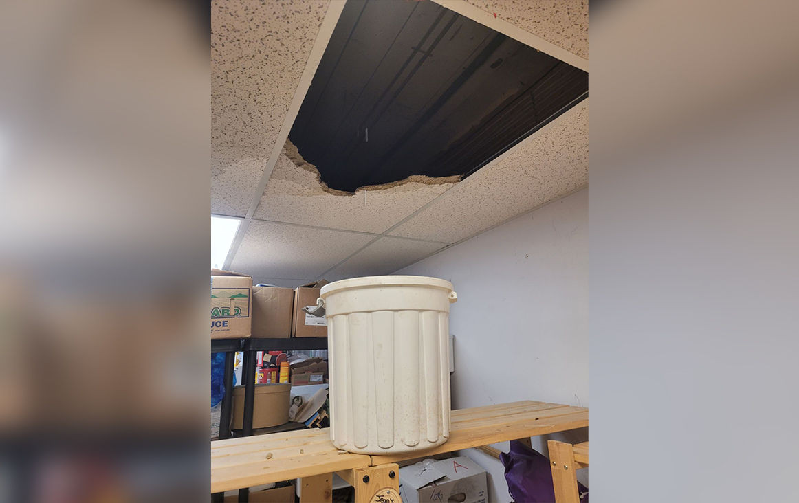The Animal Auxiliary Thrift Store in Vernon is currently closed after rain on Monday leaked through the roof, then the ceiling, destroying several items within the building.