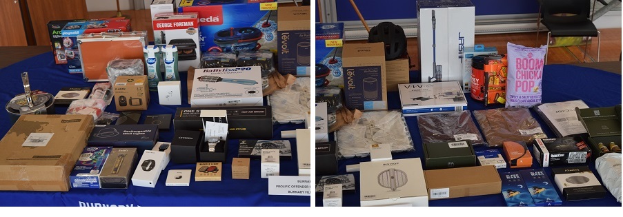 A look at some of the items seized by Burnaby RCMP from delivery drivers.