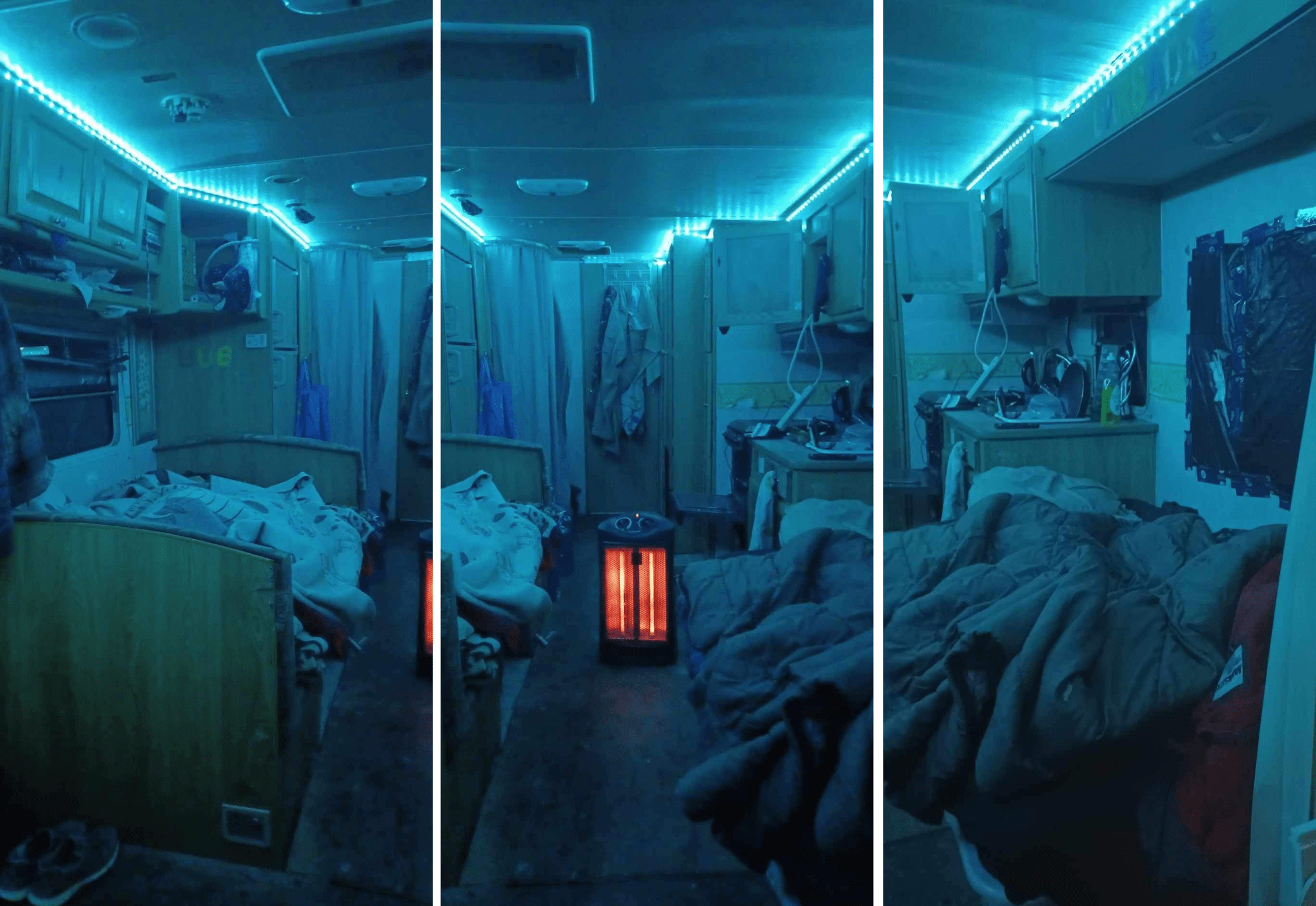 Burgess said it was ‘rough’ living in the camper during the winter.