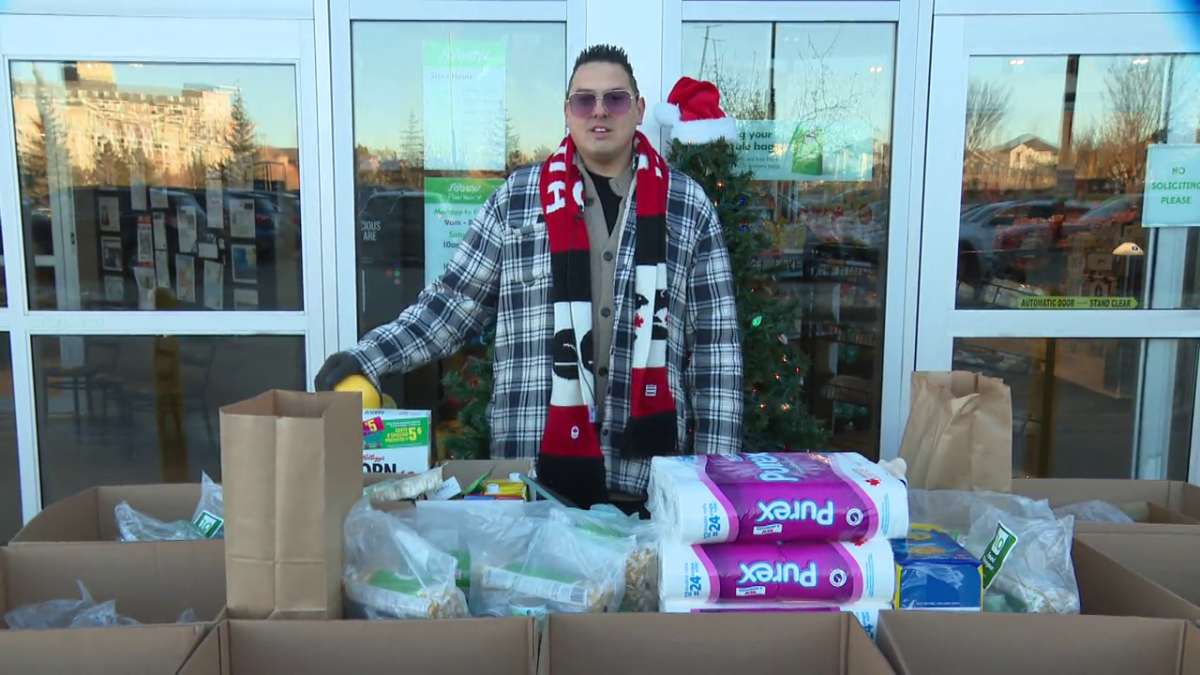 Dan Johnstone is spending part of his Christmas weekend camping out at a local grocery store hoping to collect over 50,000 lbs. of non-perishable food for Edmonton's Food Bank.