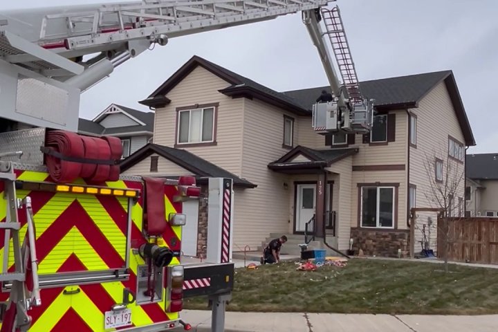 Chestermere firefighters surprise area man after he falls from ladder