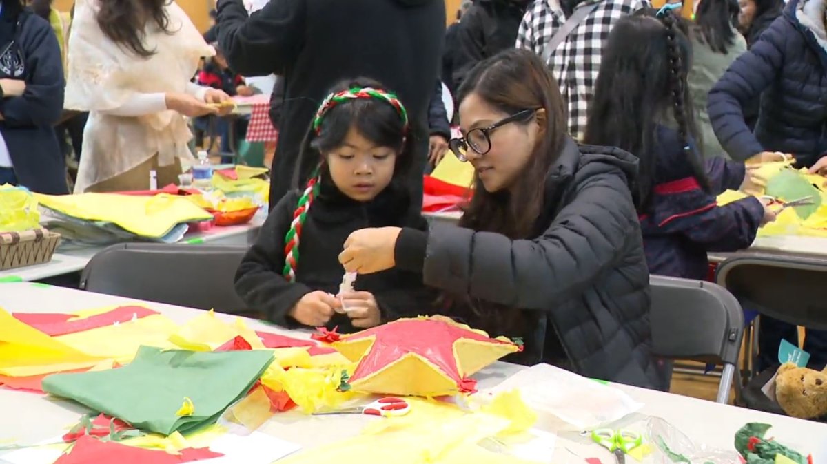 The Christmas Market had a number of activities including making Christmas lanterns.